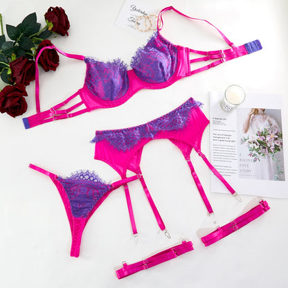 Vibrant 3-Piece Lace Underwire