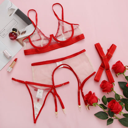 Transparent Bra Panty Set 4-Piece